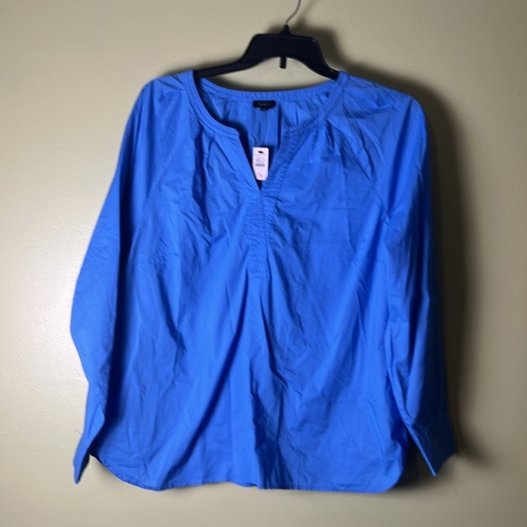 Talbots Vibrant Blue V-Neck Blouse - Picture 2 of 6
